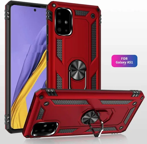 Miniatura 3 de Funda de grado militar para Samsung Galaxy A51 4G, funda Galaxy M40S, 360 metal giratorio anillo soporte soporte magnético para montaje en Azul