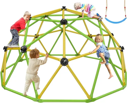 Easyego Domo de escalada, gimnasio de selva de 10 pies con columpio para niños de 3 a 10 años, equipo de juego al aire libre, soporta 800 libras,