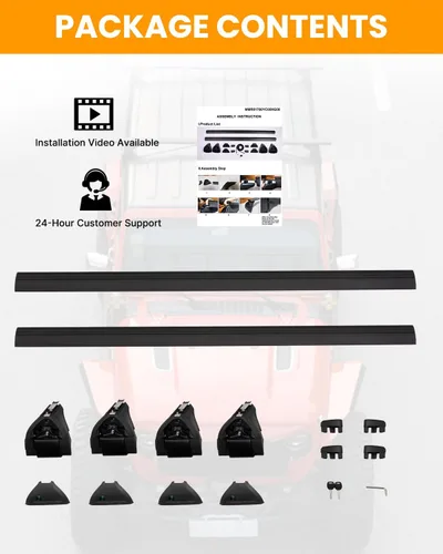 Miniatura 8 de Barra de techo negra de 330 libras para Jeep Wrangler JK JL Gladiator JT 2007-2026 barras transversales de 2 y 4 puertas