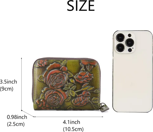 Miniatura 4 de LETEULO Cartera de cuero con cremallera para mujer, organizador de tarjetas, bolso pequeño con 12 ranuras para tarjetas