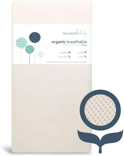 Colchón Naturepedic Orgánico para Cuna - Colchón Infantil y para Niños Pequeños de 2 Etapas, Ligero con Funda Protectora - Impermeable, Transpirable