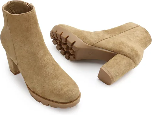 Miniatura 7 de JABASIC Botines de tacón alto para mujer, botines de plataforma gruesa
