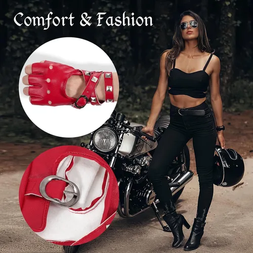 Miniatura 2 de Guantes punk para mujer, cinturón de piel sintética, steampunk, disfraz de cosplay de Halloween