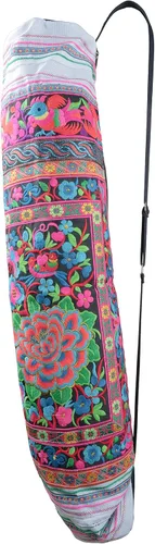 Miniatura 4 de CCcollections Bolsas de esterilla de yoga y pilates – Correa de transporte ajustable bordada, bolsa de yoga única bohemia