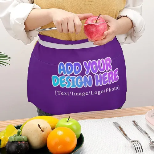 Miniatura 244 de AXKEUDO Delantal personalizado con bolsillos, delantales de cintura para camarera para cocinar en casa, restaurante, servir trabajo