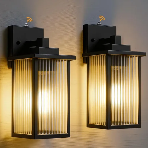 Miniatura 27 de Lámpara de pared para exteriores con sensor de anochecer a amanecer, luz exterior impermeable para porche de casa y garaje, aplique de pared
