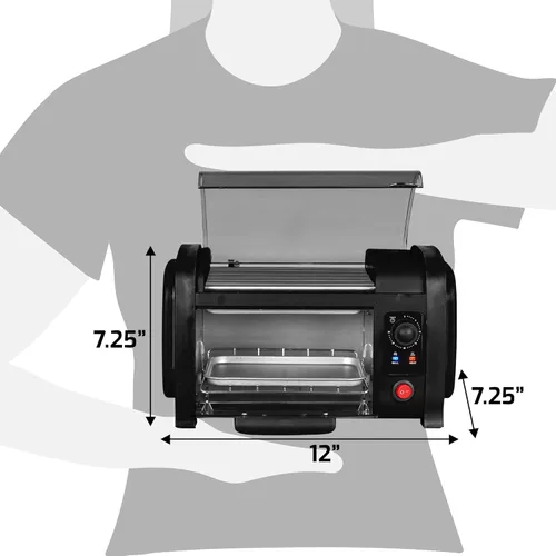Miniatura 5 de Elite Gourmet EHD-051B Hot Dog Toaster Oven, 30-Min Timer, Stainless Steel Heat Rollers Bake & Crumb Tray, World Series Baseball, 4 Bun Capacity