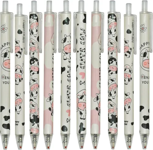 Miniatura 10 de Maydahui 12 unidades de bolígrafos de gel con diseño de abejas, bolígrafos de animales lindos, retráctiles, con impresión de flores, tinta negra