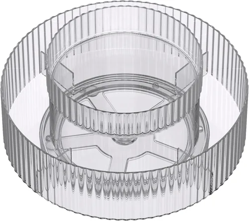 Miniatura 8 de vacane Organizador de maquillaje giratorio transparente, 8 capas ajustables, organizador de tocador para el cuidado de la piel, vitrina