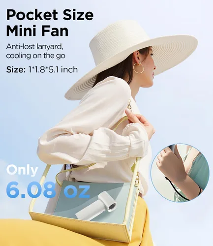 Miniatura 5 de Ventilador de mano portátil, mini ventilador turbo ajustable de 100 velocidades, batería recargable de 6000 mAh, diseño de bolsillo personal