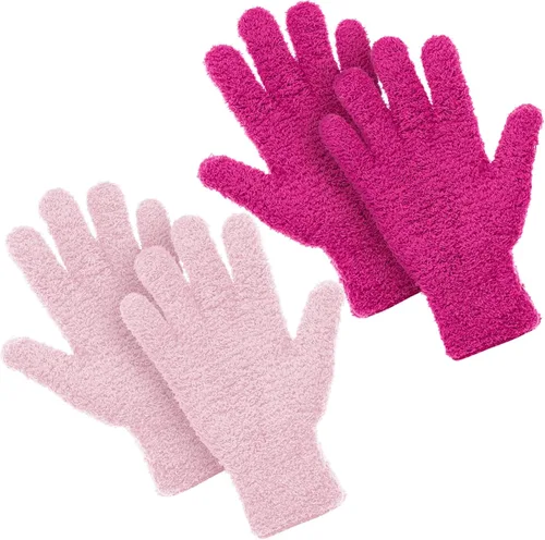 Miniatura 10 de Patelai 2 pares de guantes de microfibra para plantas, guantes de limpieza antipolvo, manoplas para el hogar, autos, persianas (azul, grande)