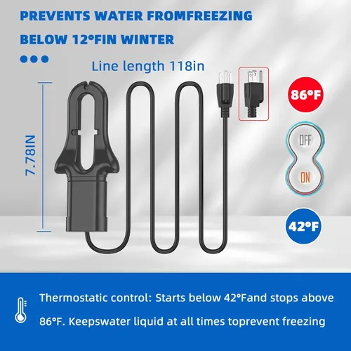 Miniatura 3 de Deshielo sumergible de aluminio fundido de 500 W, derretimiento de nieve de invierno/hielo y calentador de agua potable para ganado, adecuado