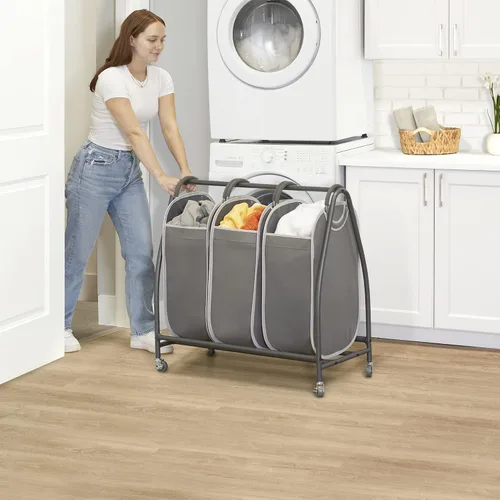 Miniatura 7 de Neatfreak Triple cesta clasificadora de ropa sucia – Carrito de lavandería con ruedas y 3 cestas de ropa sucia extraíbles con tecnología EVERFRESH