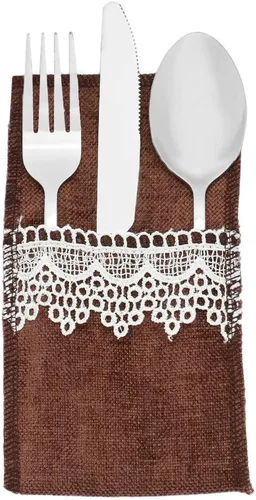 Miniatura 4 de rockcloud Camino de mesa de encaje de 15 x 75 pulgadas, bolsa de vajilla para decoración de banquetes de boda, Navidad, decoración de mesa de fiesta