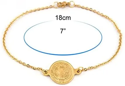 Miniatura 2 de HGTTH - Medalla de San Benito de acero inoxidable para mujer Medalla San Benito Acero Inoxidable 71in acero