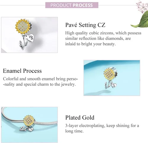 Miniatura 3 de Sunflower Charm Fit for Pandora Charms Bracelet and Necklace You Are My Sunshine Charm Gifts for Women