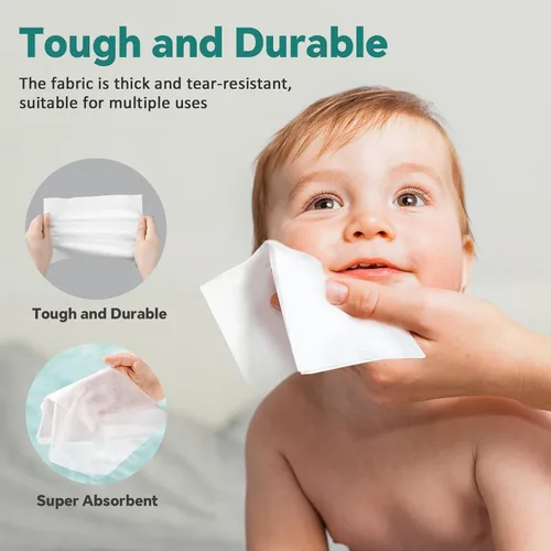 Miniatura 5 de Toallas faciales desechables – Pañuelos faciales 100% algodón para uso seco y húmedo, toallitas biodegradables para eliminación de maquillaje