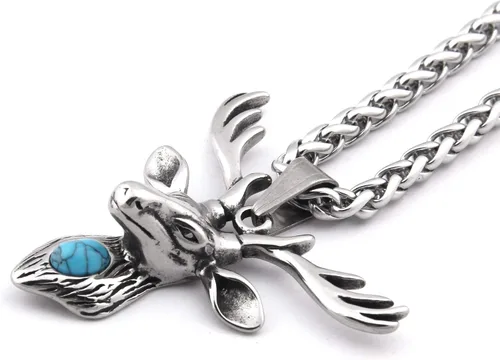 Miniatura 3 de BaviPower Collar de acero inoxidable con colgante de oso de jabalí, lobo vikingo, ciervo, oso, jabalí, león, tigre y león, protección potente