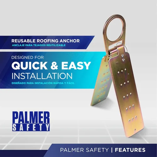 Miniatura 2 de Palmer Safety Soporte de anclaje de techo de acero temporal reutilizable para uso industrial y de construcción en madera/metal I OSHA/ANSI obediente