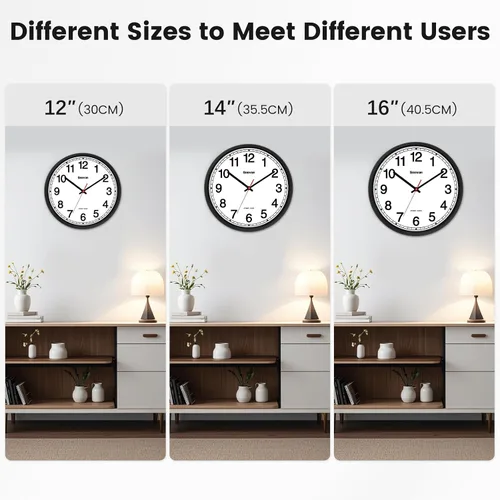 Miniatura 3 de Geevon Reloj de pared atómico de 16 pulgadas, reloj analógico autoajustable con sincronización automática de tiempo, funciona