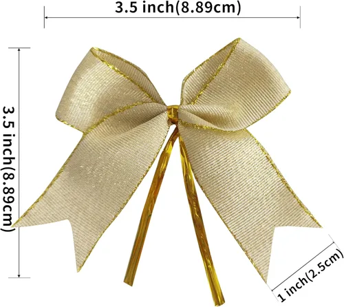 Miniatura 3 de 50 lazos de oro blanco de 3-1/2 pulgadas con lazos giratorios para envolver regalos, embalaje, decoración de Navidad (W.Gold)