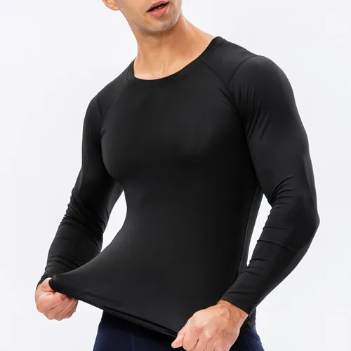 Miniatura 3 de Camiseta de compresión para hombre, de manga larga, atlética, para entrenamiento, camiseta deportiva activa, camiseta interior de ajuste seco