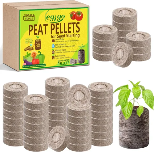 Miniatura 15 de Legigo 50 piezas de pellets de turba de 36 mm para inicio de semillas - Cápsulas de inicio de semillas comprimidas, pellets de inicio de semillas