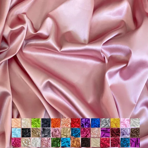 Miniatura 33 de Yard - Tela de satén sedosa elástica de alta calidad - Tela para vestidos y faldas - Suave como la seda, brillo metálico, ideal para bodas y diseño