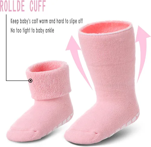 Miniatura 4 de DYW Calcetines antideslizantes para bebés, niños y niñas, calcetines gruesos de algodón cálido para invierno