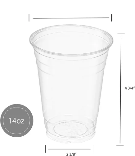 Miniatura 2 de ELEGANT DISPOSABLES Vasos de PET transparentes con tapas planas para café helado (12 onzas)