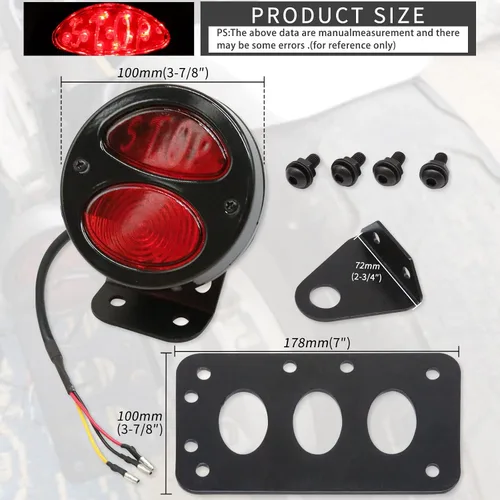 Miniatura 3 de Rich Choices Luces traseras de motocicleta con soporte lateral para placa de matrícula, luces de freno integradas, luz de parada impermeable