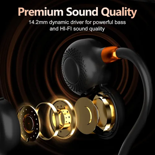 Miniatura 3 de Ortizan Auriculares de oreja abierta, Bluetooth 5.3 inalámbricos de conducción de aire, auriculares deportivos, sonido premium, IPX6 impermeable