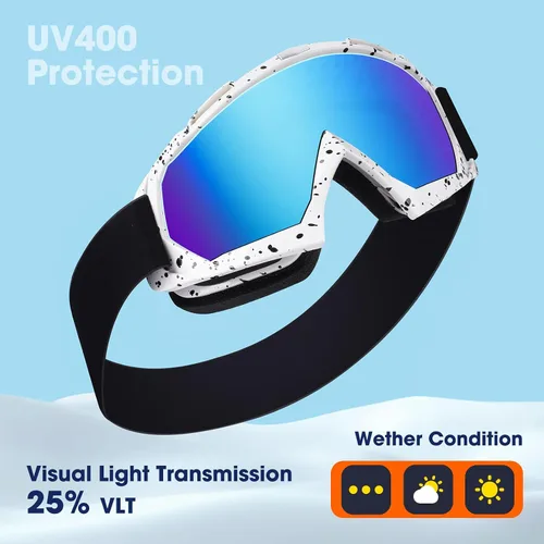 Miniatura 5 de Braylin Gafas de esquí para adultos, paquete de 2 gafas de snowboard para jóvenes, adolescentes, hombres y mujeres, gafas de moto de nieve de visión