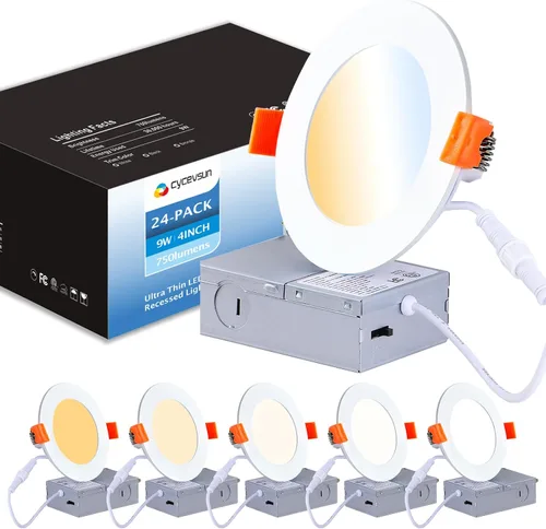Miniatura 16 de CycevSun Luz LED empotrable de 6 pulgadas, iluminación de oblea, regulable y 3000 K, 4000 K, 5000 K, seleccionable, 12 W, 120 V, clasificación IC