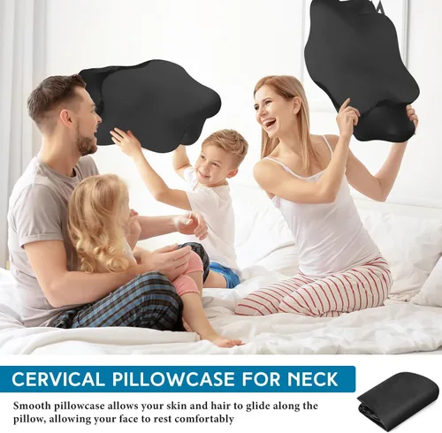 Miniatura 6 de Hahafelt Funda de Almohada Cervical para el Cuello (Solo Funda de Almohada) Funda de Almohada de Satén con Cremallera Funda de Almohada de Contorno
