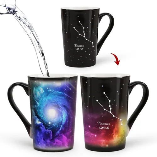 Miniatura 15 de Taza de constelación cambiante de calor de Acuario de 12 onzas, taza de café de Acuario con grabado, taza de café de cerámica que cambia