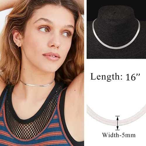 Miniatura 4 de Gargantilla delicada chapada en oro de 18 quilates para mujer, cadena de serpiente, eslabones cubanos, clip de papel, cadena de cuentas de bola