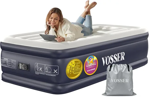 VOSSER Colchón de Aire Twin XL con Bomba Incorporada Elevado, 80" de Largo, Colchón Inflable Mejorado de 18", Colchón Auto Inflable que se Infla en