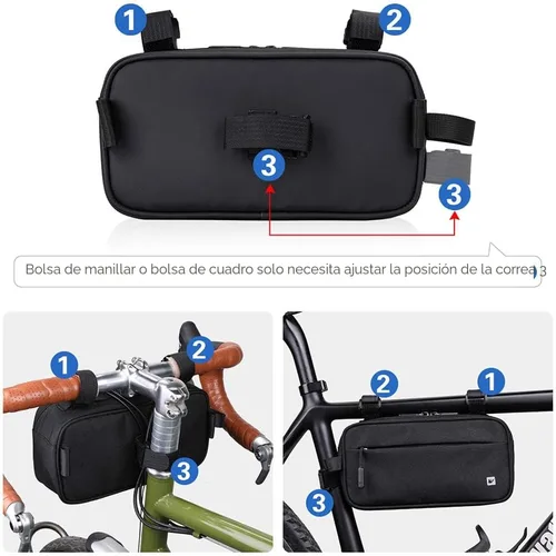 Miniatura 5 de Rhinowalk Bolsa de manillar de bicicleta, multifuncional impermeable para bicicleta de montaña, bolsa frontal para bicicleta de carretera, cesta