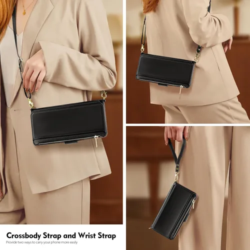 Miniatura 4 de Antsturdy Compatible con iPhone 15 Pro Max Funda Cartera para Mujeres【Bloqueo RFID】Funda de Teléfono Cruzada de Cuero PU con Cremallera y Correa