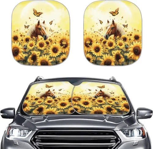 Miniatura 14 de Parasol para parabrisas de automóvil con estampado de playa tropical, protección universal para proteger el interior del automóvil, bloquea
