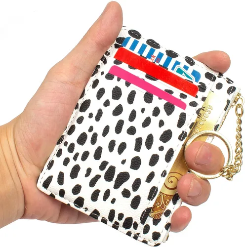 Miniatura 48 de Tarjetero delgado con bloqueo RFID, billetera de bolsillo pequeño, con cremallera Keychian para monedero, monedero y tarjetero para mujeres y hombres