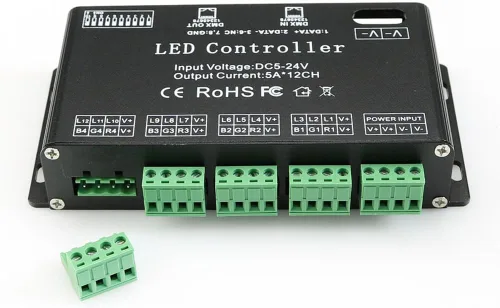 Miniatura 2 de AMKI Controlador de decodificador LED DMX 512 para controlador de atenuador de luz de tira de cinta RGB (12 canales)