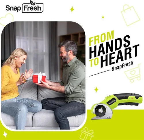 Miniatura 9 de SnapFresh 4V Tijeras Eléctricas Inalámbricas - Cortador de Caja Rotativo Recargable con Batería de 2.0Ah, 2 Cuchillas Autoafilantes, Luz LED