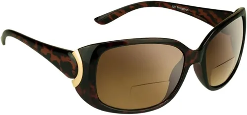 Miniatura 10 de proSPORT Lentes de sol bifocales para mujer, diseño moderno de guepardo, dorado, plateado, de gran tamaño, Jackie O, degradado, negro, tortuga
