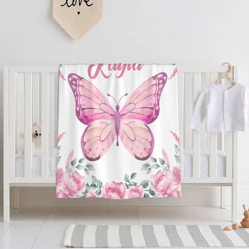 Miniatura 4 de Manta de mariposa personalizada con texto, manta de franela personalizada con nombre, para niños, perros y gatos, regalo de 30 x 40 pulgadas, XS