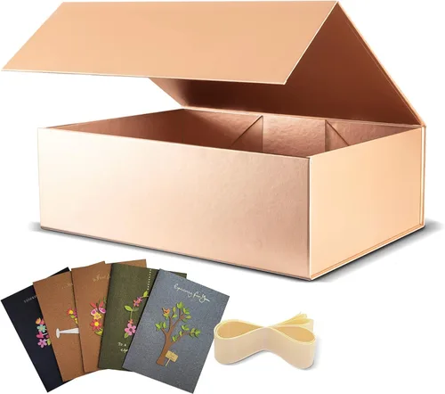 Miniatura 13 de BOXHOME Paquete de 3 cajas de regalo grandes, color negro, de 13 x 10 x 5 pulgadas con tapas magnéticas, caja de embalaje de regalo, cajas