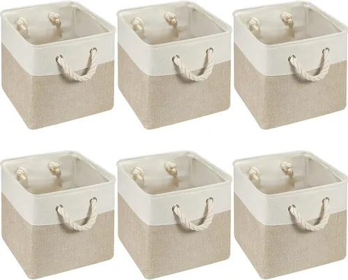 Miniatura 14 de Geiserailie 6 cubos de almacenamiento de 13 x 13 pulgadas, organizadores de tela, canastas plegables con asas de transporte resistentes, cestas