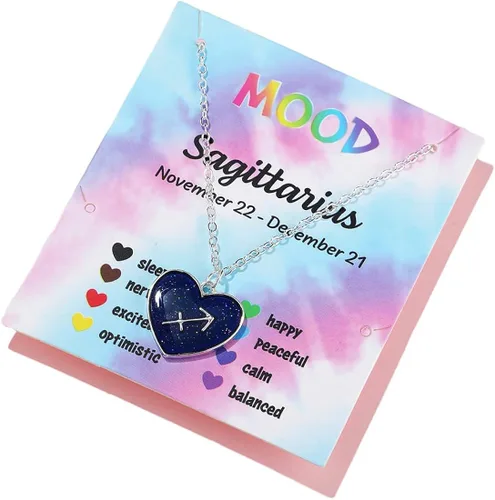Collar con dije de signo de constelación que cambia de color, con sensor de temperatura del corazón, corazón, melocotón, astrología, horóscopo,