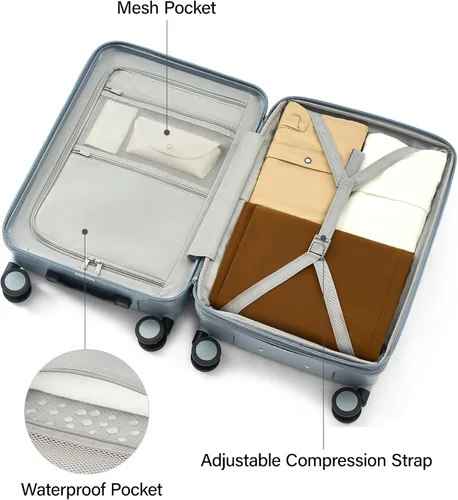 Miniatura 9 de MILADA Maleta rígida expandible para equipaje, Plateado (Arctic Silver)
